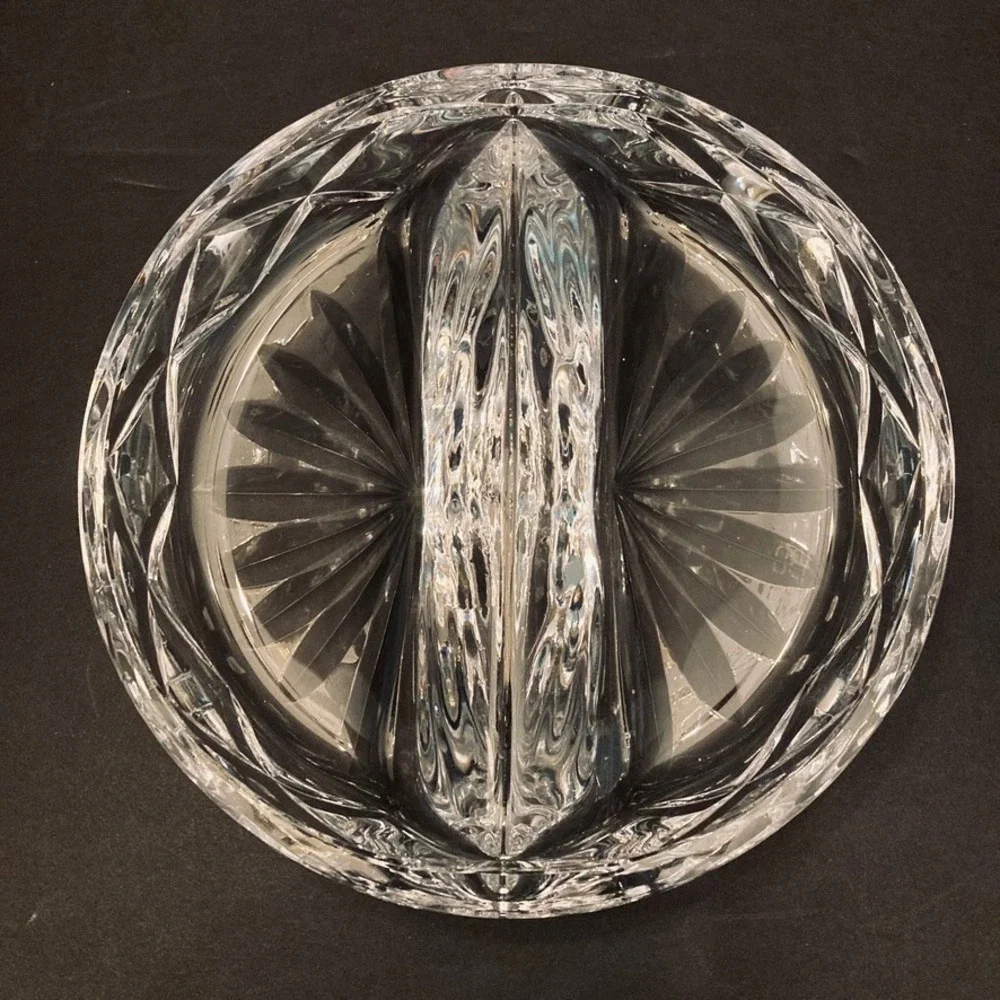 Cut Crystal Divided Bowl Heavy Candy 6